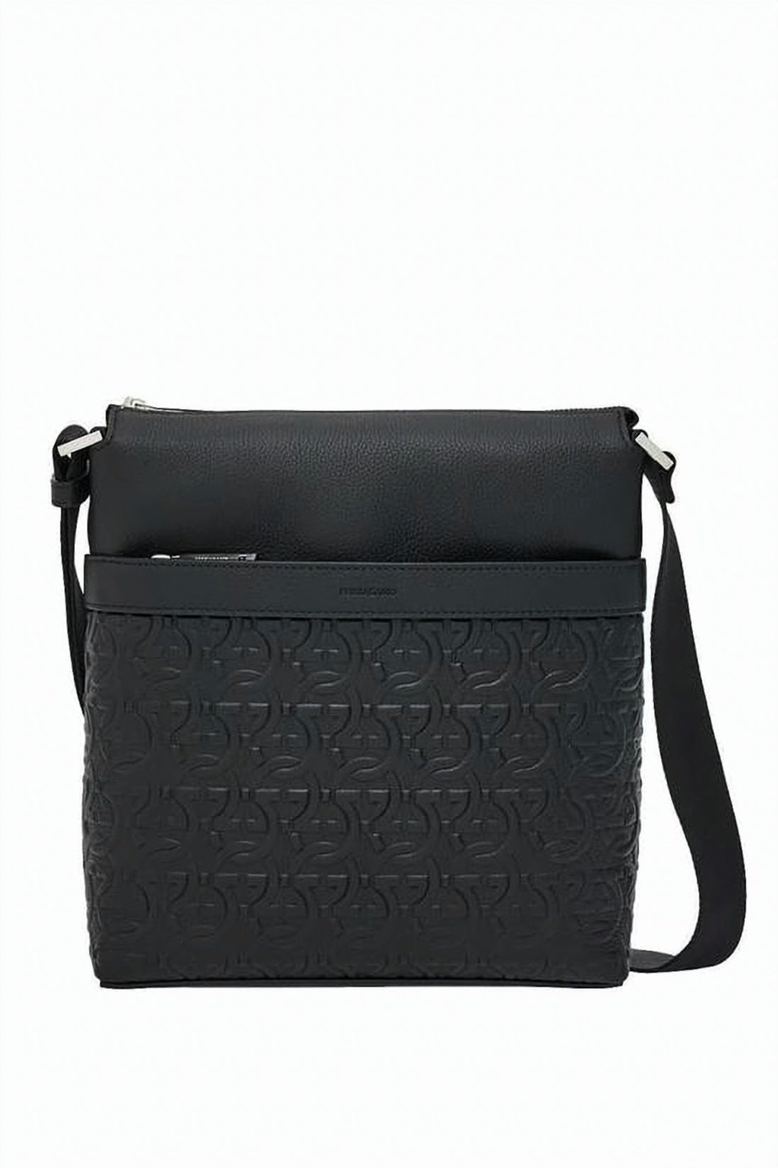 Rectangular Black Leather Crossbody Bag
