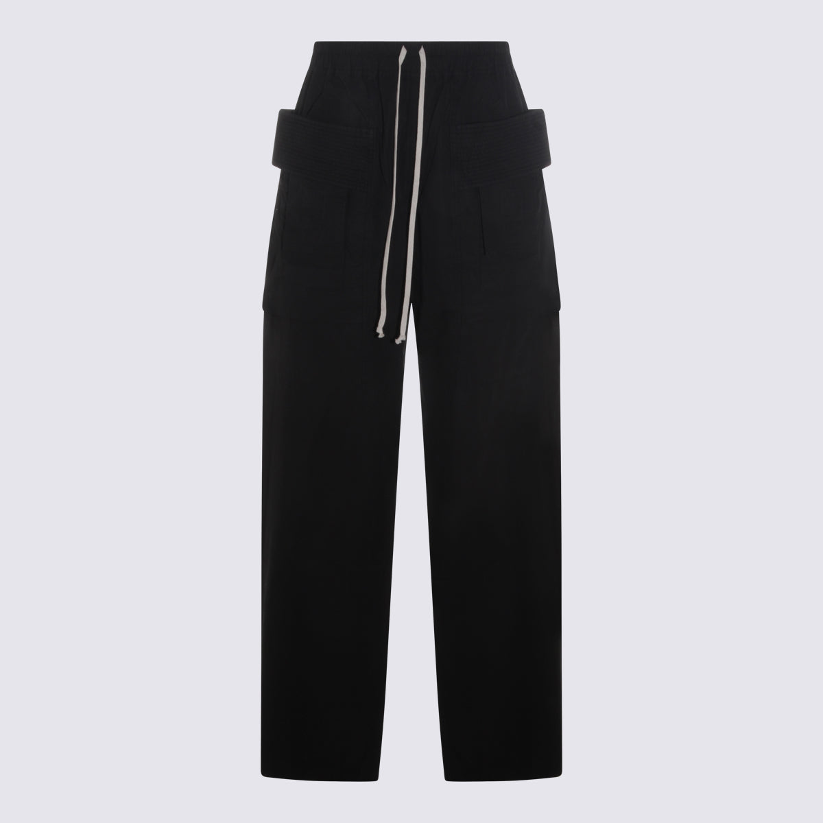 Black Cotton Creatch Wide Cargo Pants