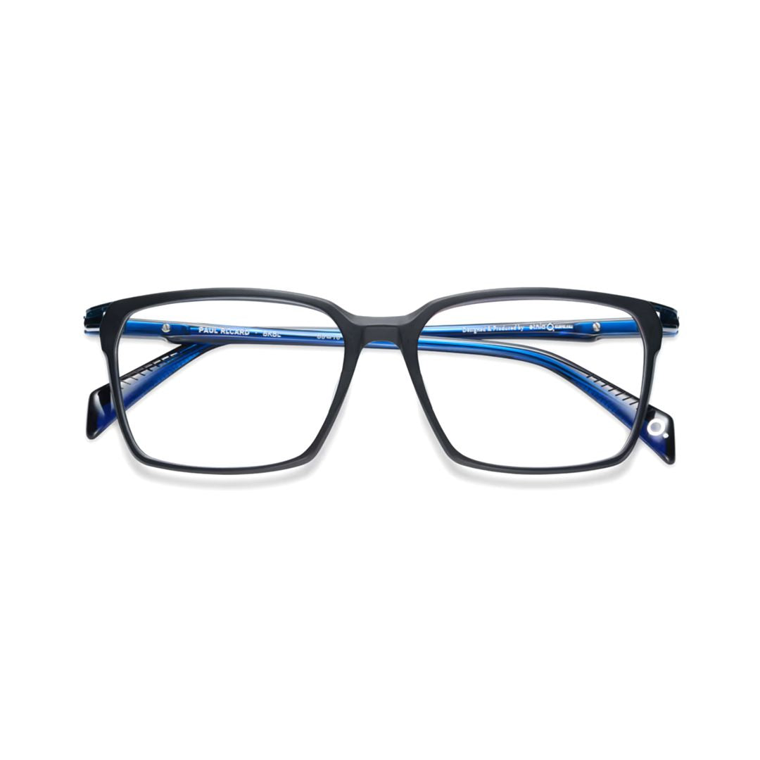 Paul Ricard Rectangular Frame Sunglasses with Blue Inner Arms
