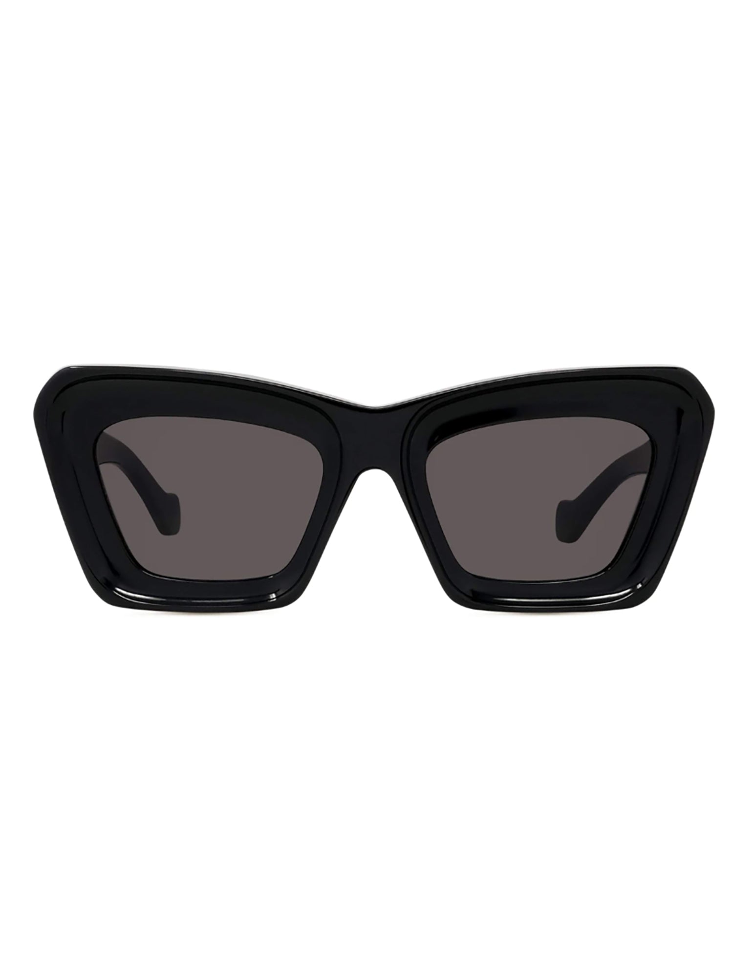 Angular Black Sunglasses with Decorative Emblem