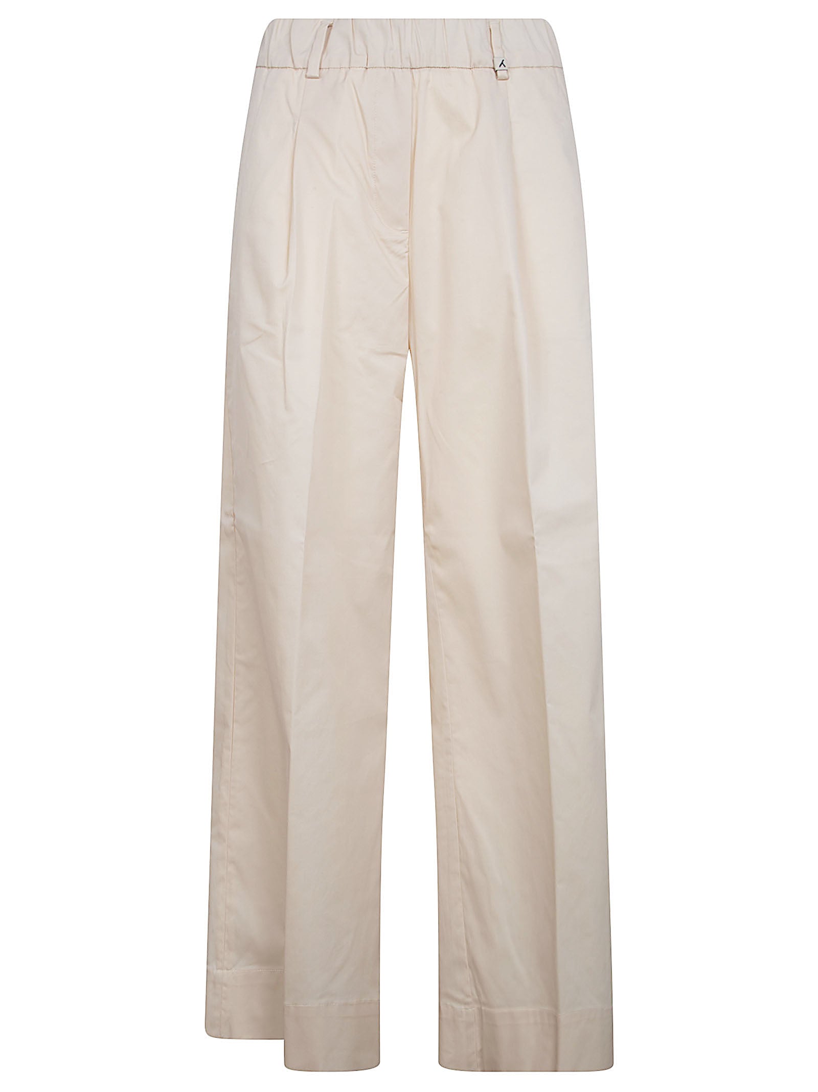 Straight-Leg Beige Trousers with Relaxed Fit and Subtle Sheen