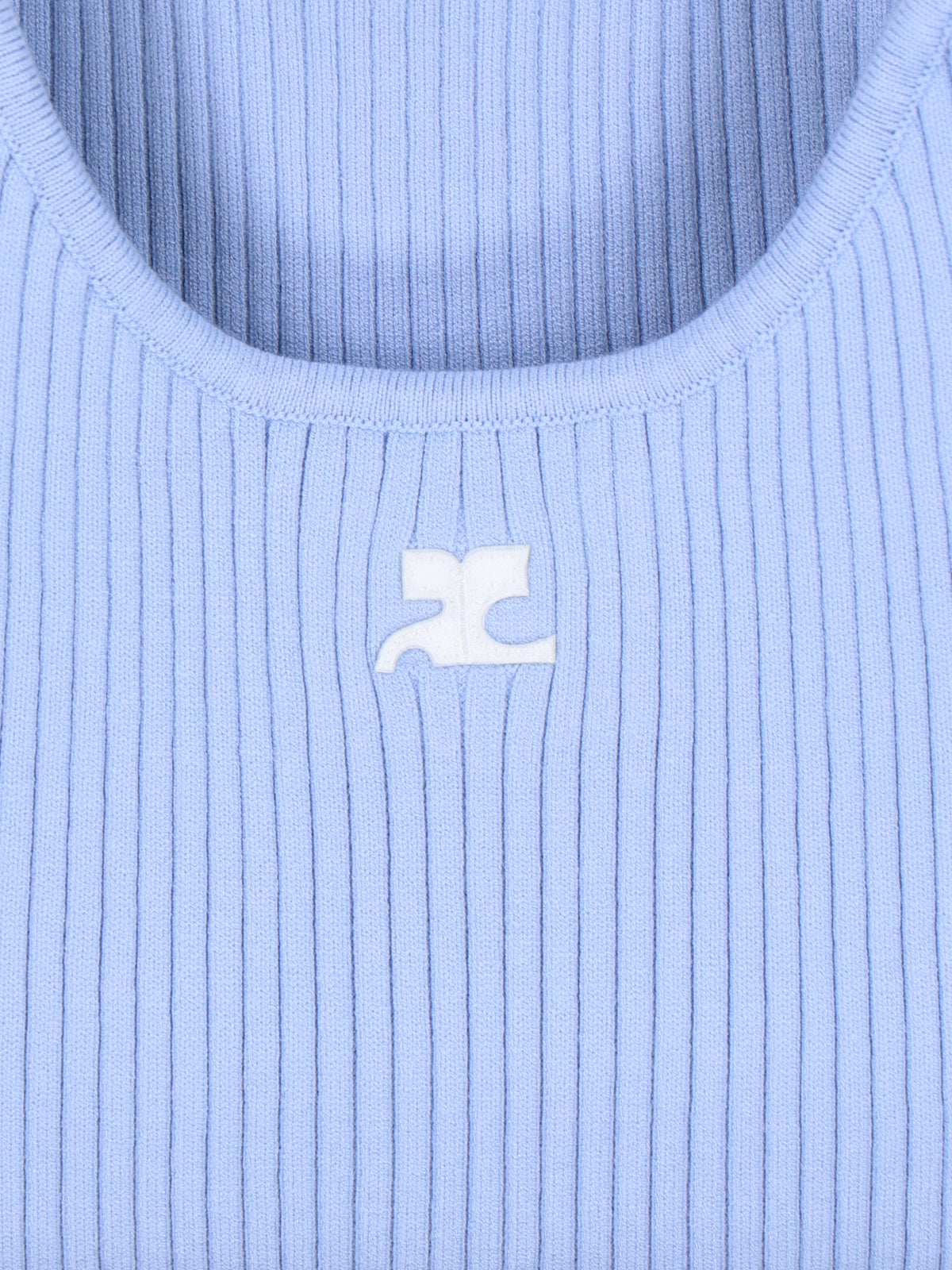 Top, Light Blue, Thin Shoulder Straps, Round Neckline