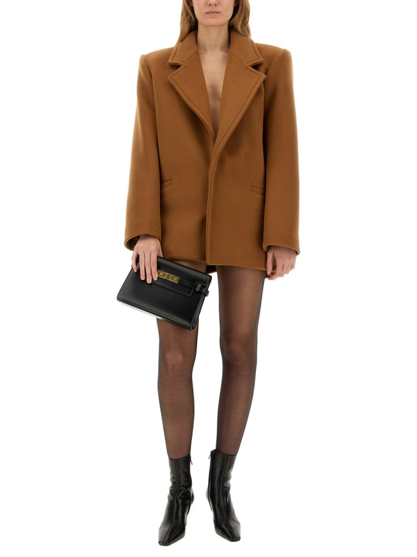 Structured Short Wool Coat With Wide Lapels