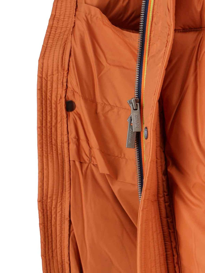 Vibrant Orange Minimalist Jacket With High Collar