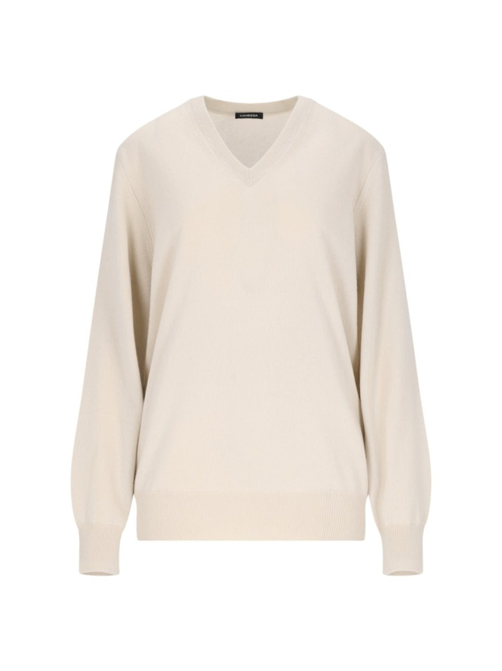 V-Neck Sweater In Cream Cashmere