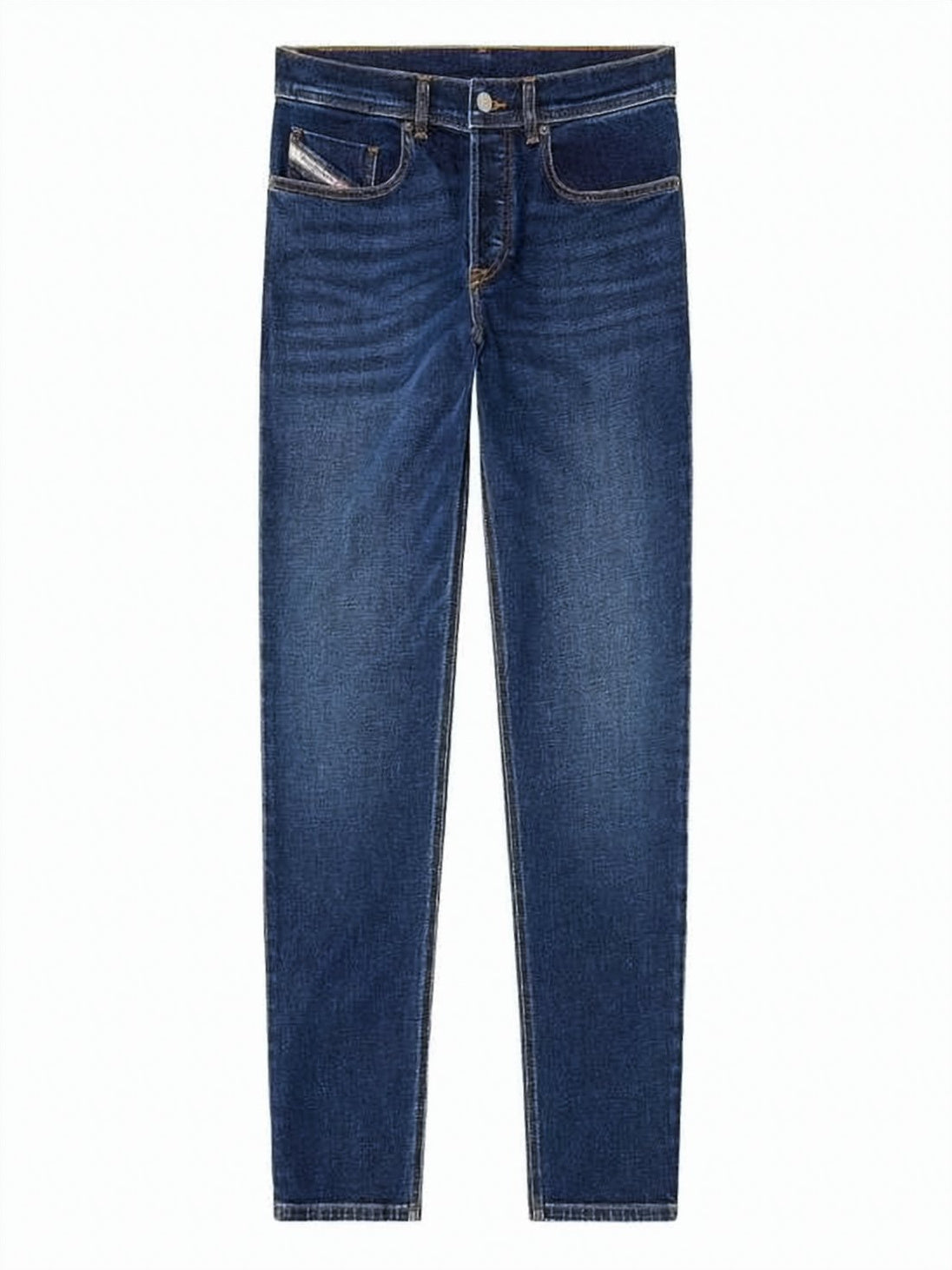 Straight-Leg Denim Pants with Subtle Fading and Five-Pocket Styling