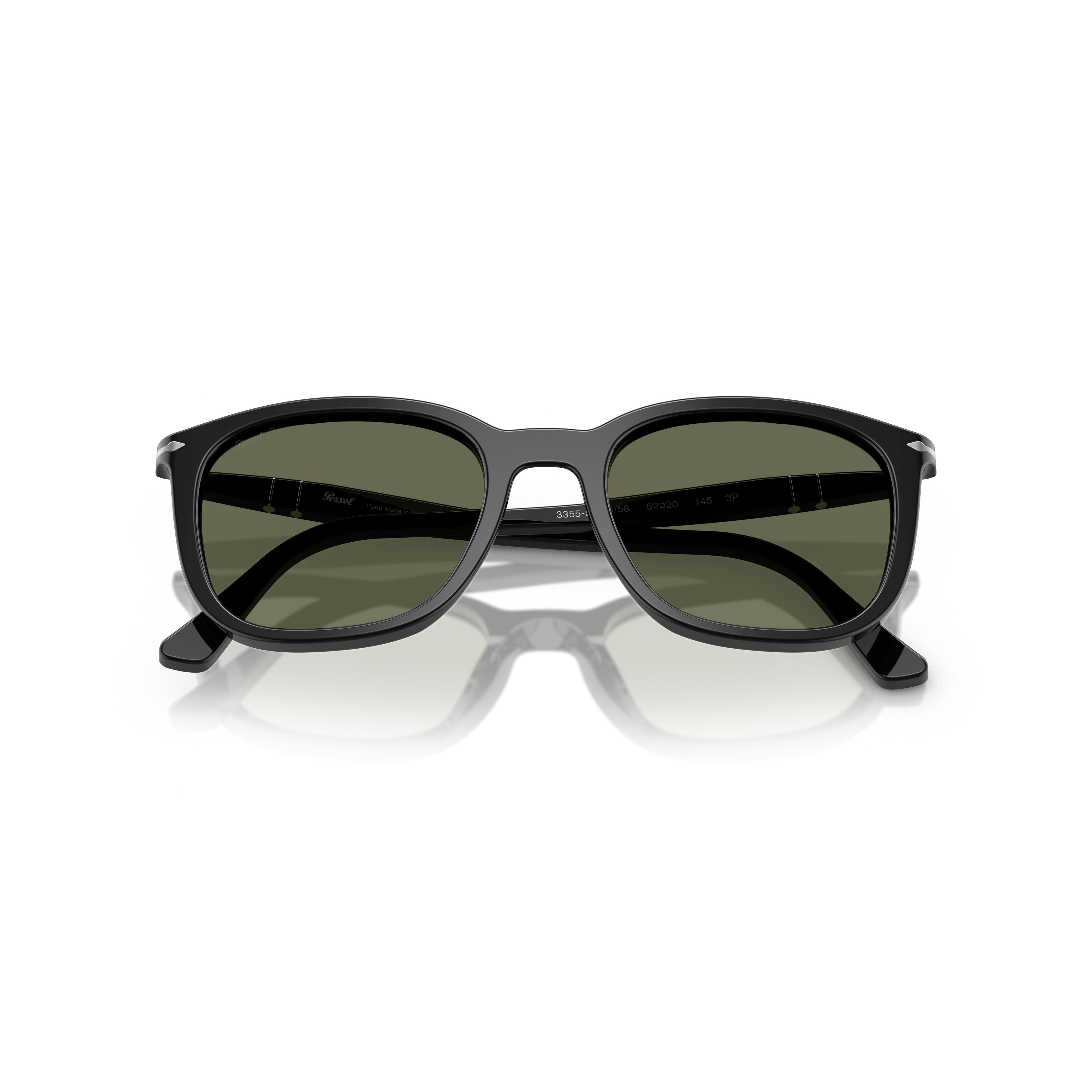 0po3355s Square Frame Sunglasses with Glossy Black Acetate