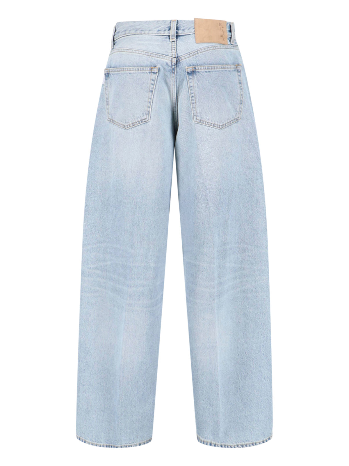 Light Blue Wide-Leg Denim Jeans With Mid-Rise Waist And Five-Pocket Design
