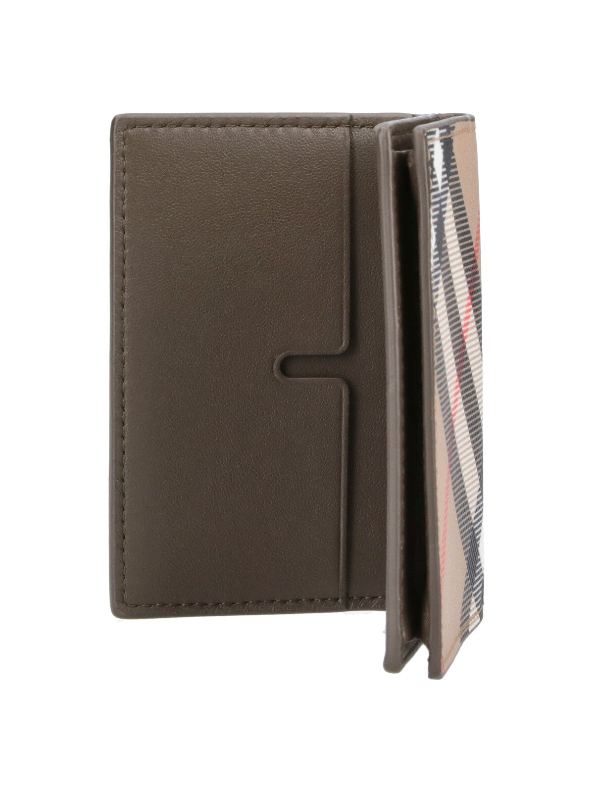 Beige Check Pattern Bifold Wallet