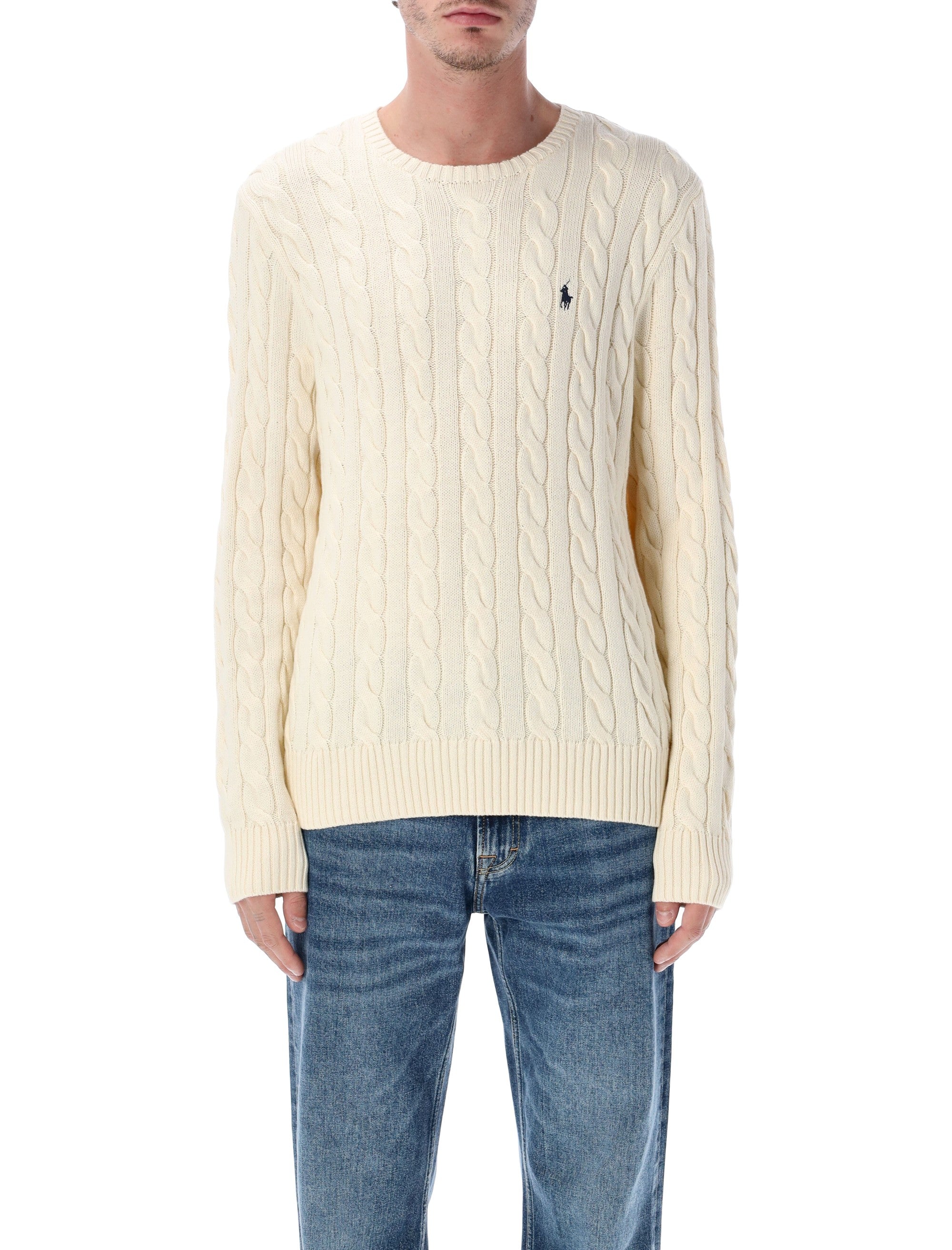 Cable-Knit Sweater With Iconic Embroidery