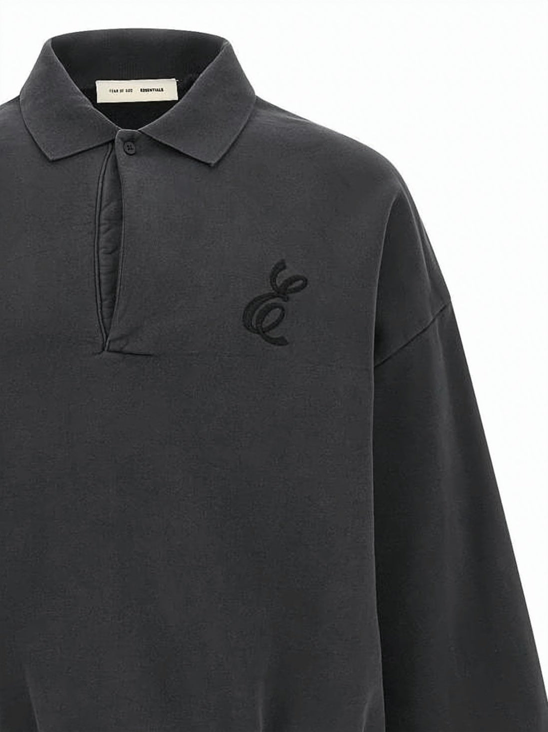 Vintage-Inspired Black Polo Shirt with Embroidered Logos