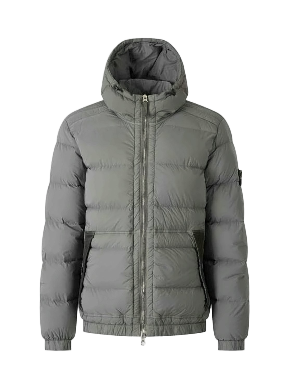 Quilted Grey Padded Jacket with Adjustable Hood