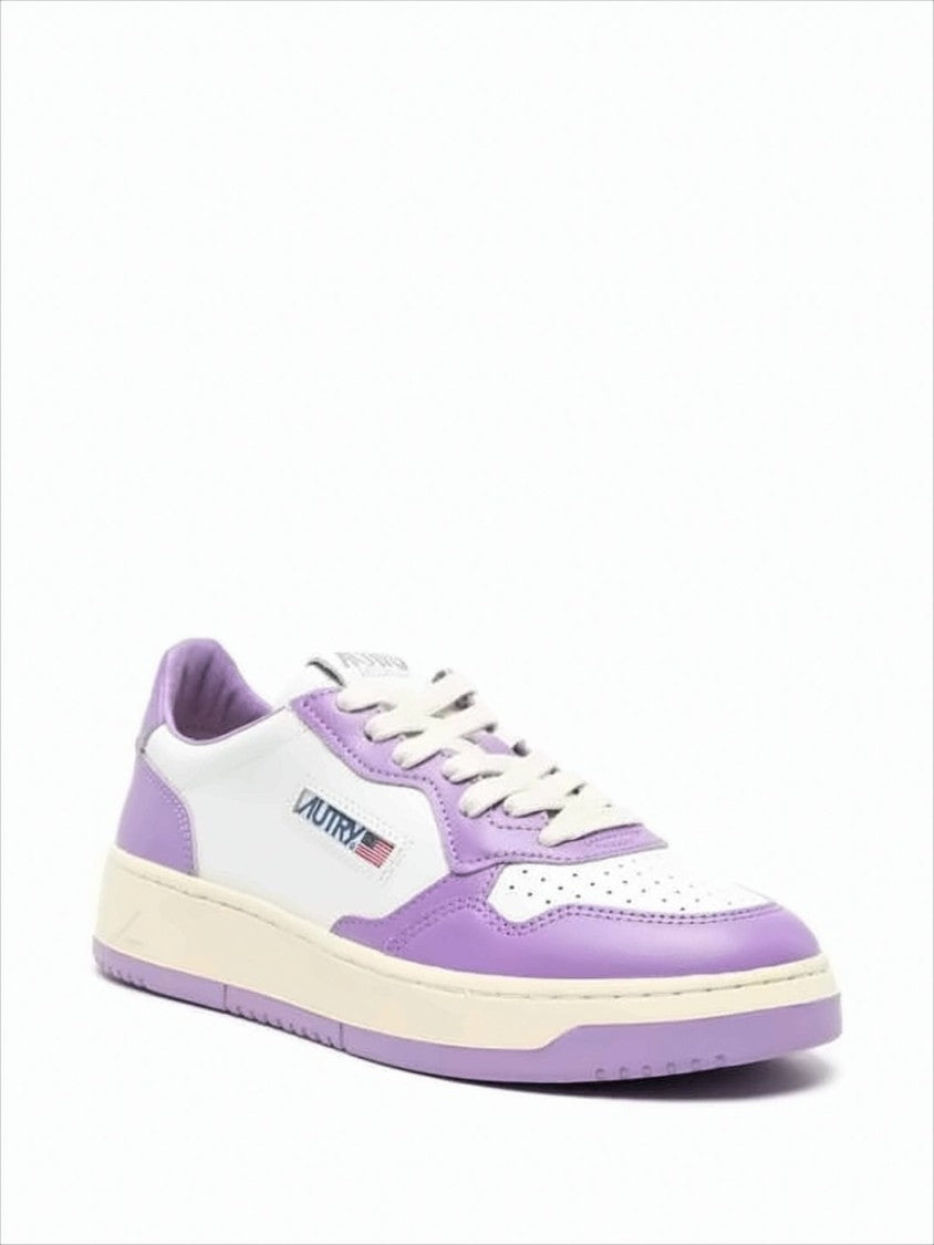 Low-Top Sneakers with Lavender Overlays and Padded Collar