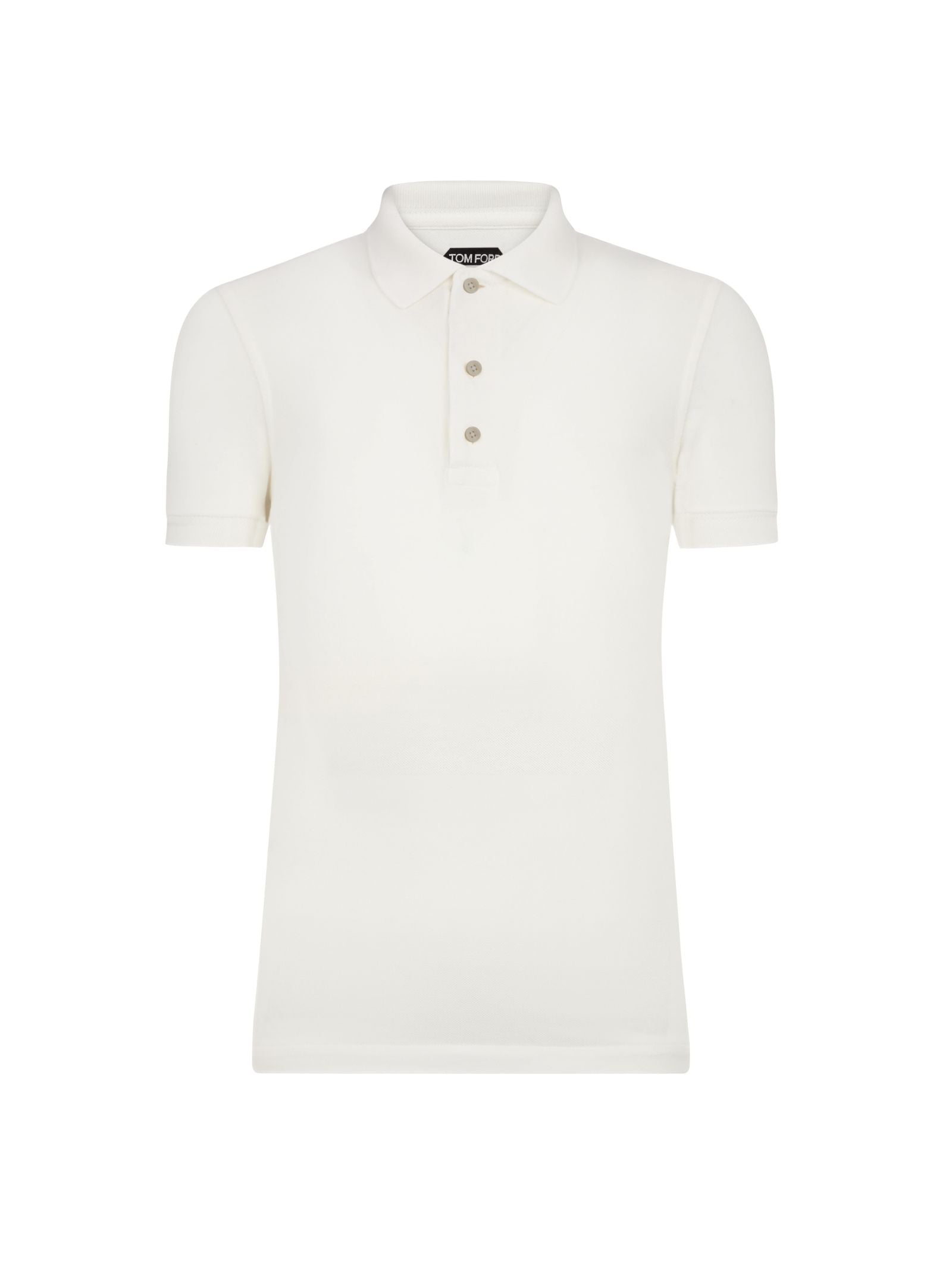 Bone-Colored Cotton Blend Tom Ford Polo Shirt