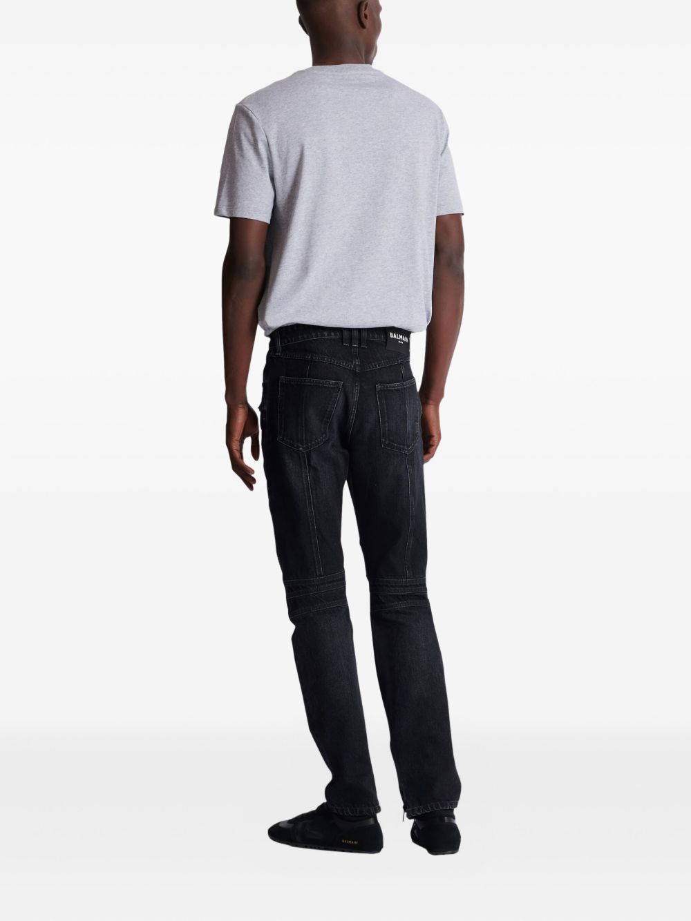 Slim Fit Black Jeans With Ribbed Detailing