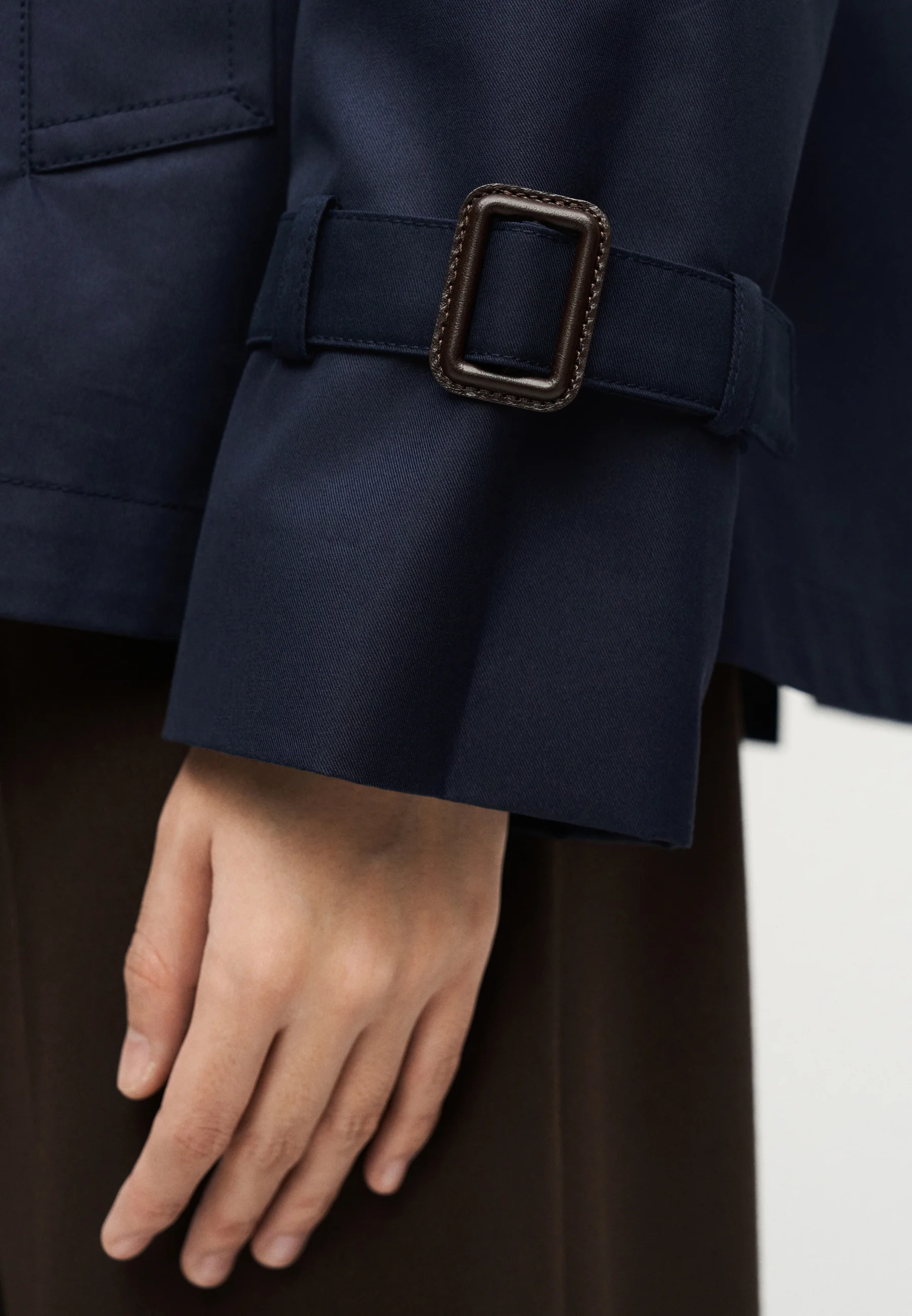 Navy Blue Cotton Blend Rain Jacket