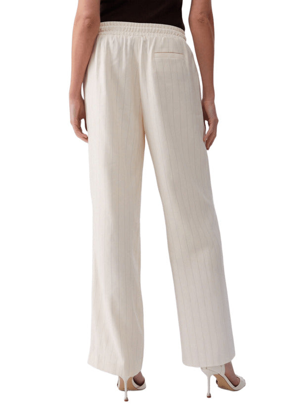 Pinstripe Relaxed Fit Pants with Elastic Waistband
