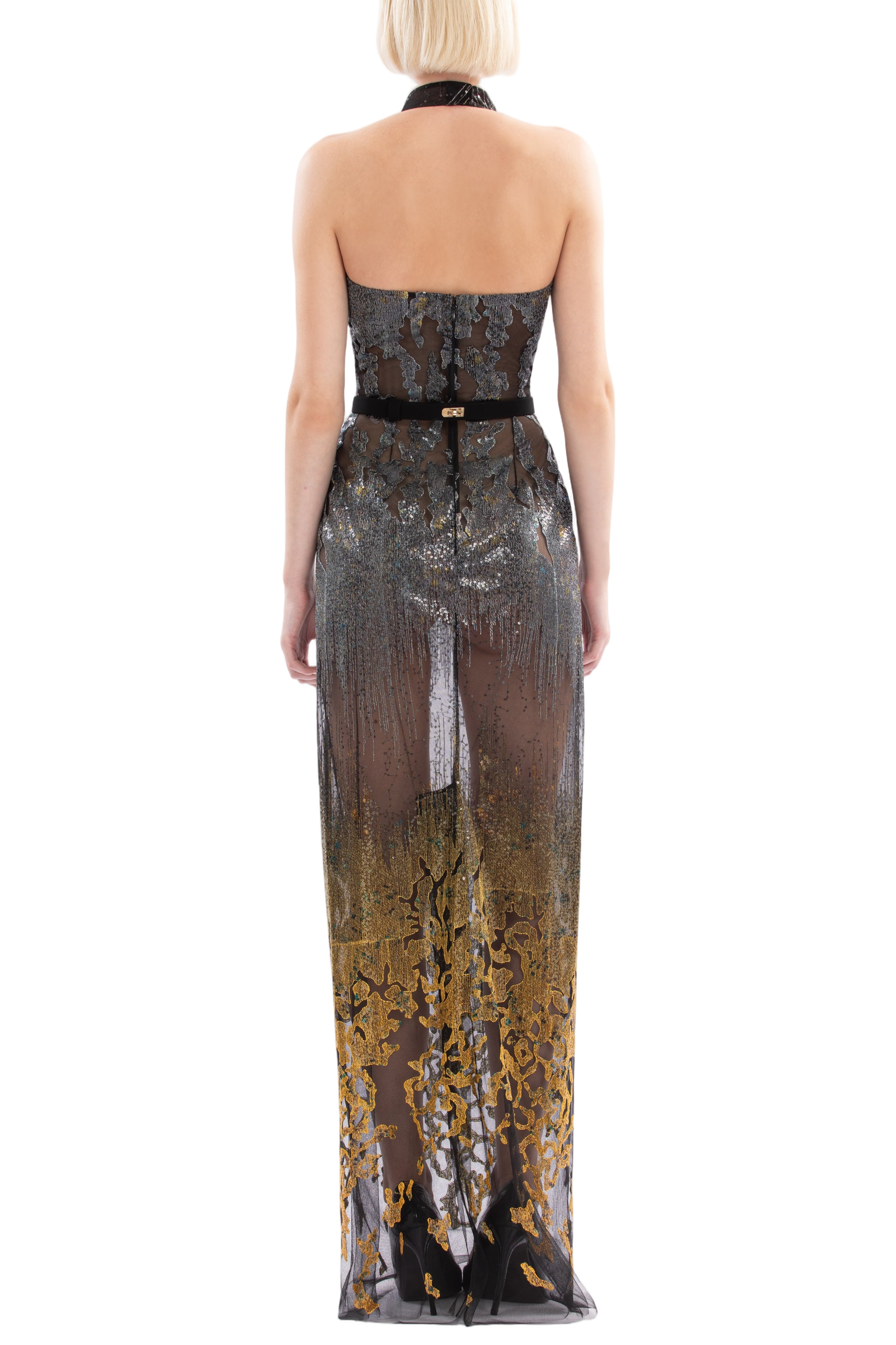 Long Embellished Fitted Dress