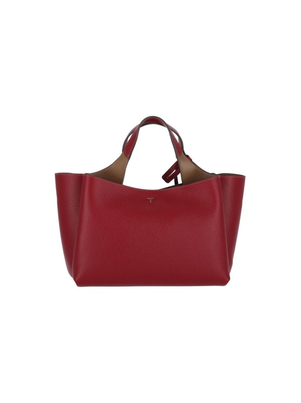 Borsa Mini Logo In Textured Bordeaux Leather