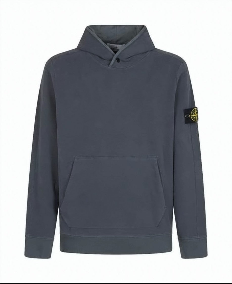 Relaxed Fit Blue-Gray Hoodie with Distinctive Patch