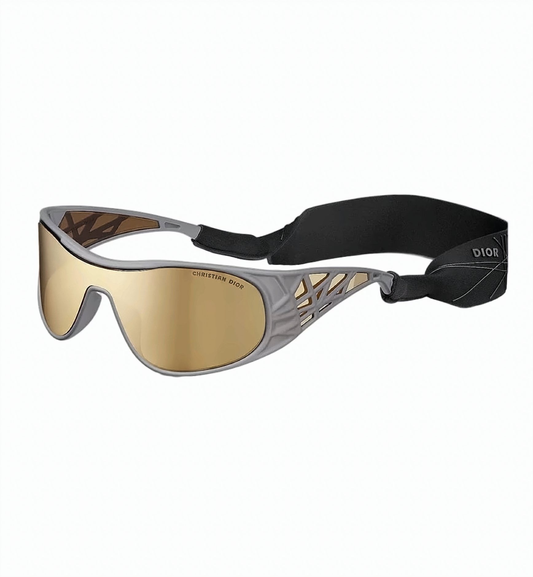 Silver Wraparound Metallic Frame Gold Sunglasses