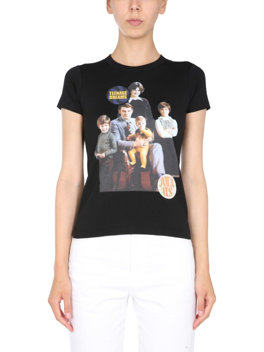 Fitted Graphic Print Crew Neck T-Shirt