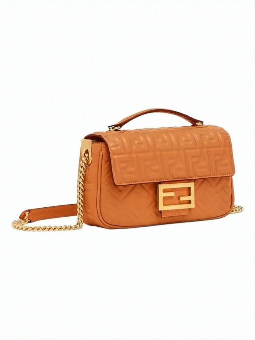 Structured Brown Lamb Leather Crossbody Bag