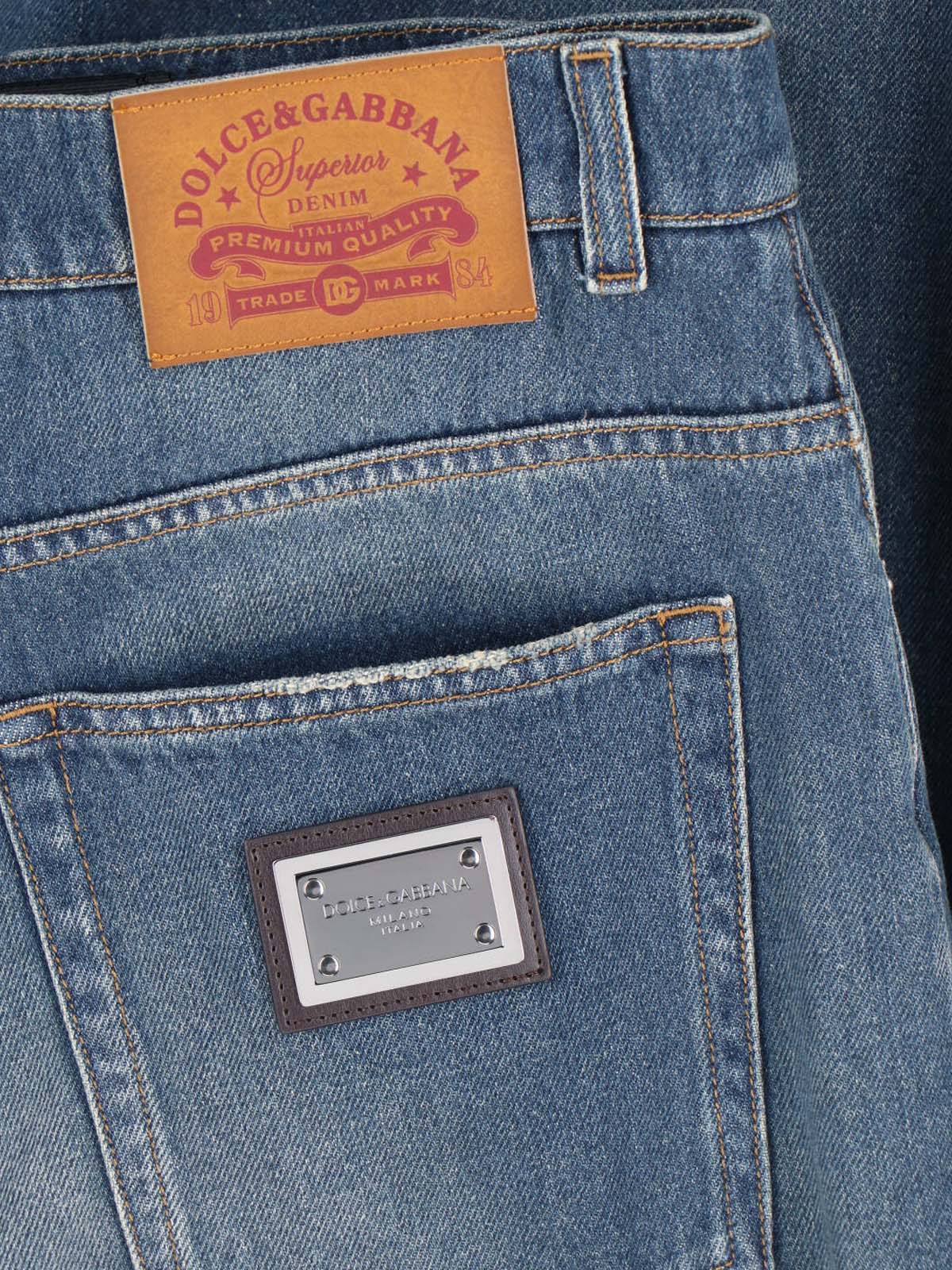 Blue Mid-Rise Straight-Leg Denim Jeans