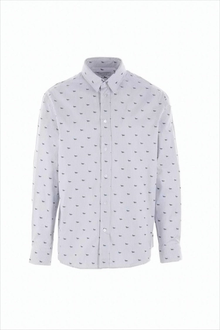 Button-Down Long-Sleeve Shirt with Embroidered Details
