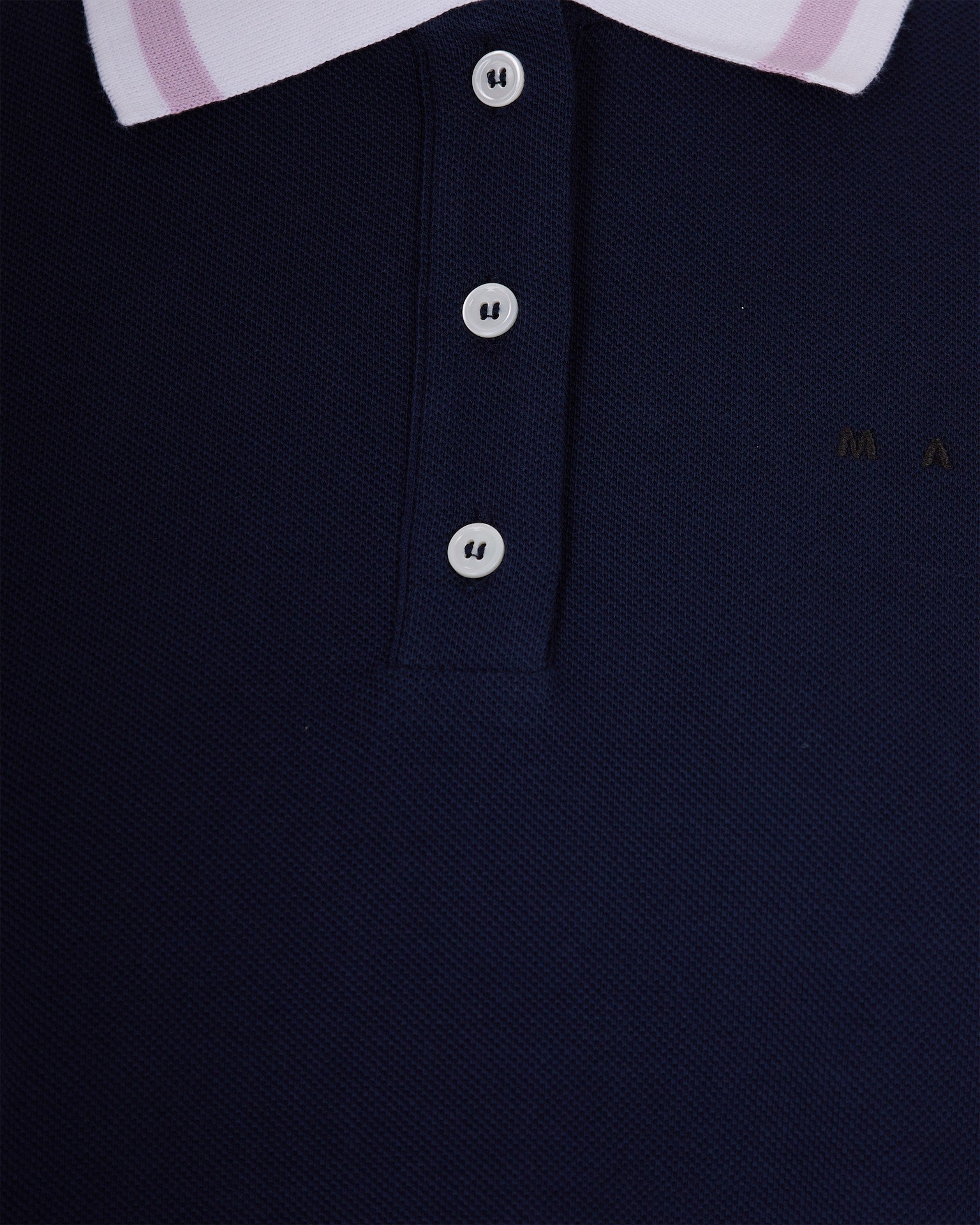 Dark Blue Piqué Long-Sleeved Polo Shirt