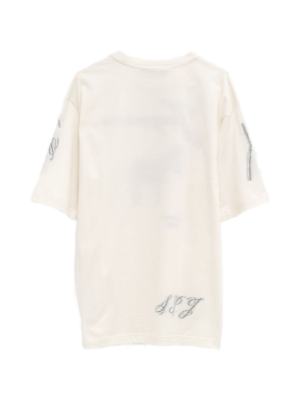 Graphic Jacquard White T-Shirt With Artistic Accents