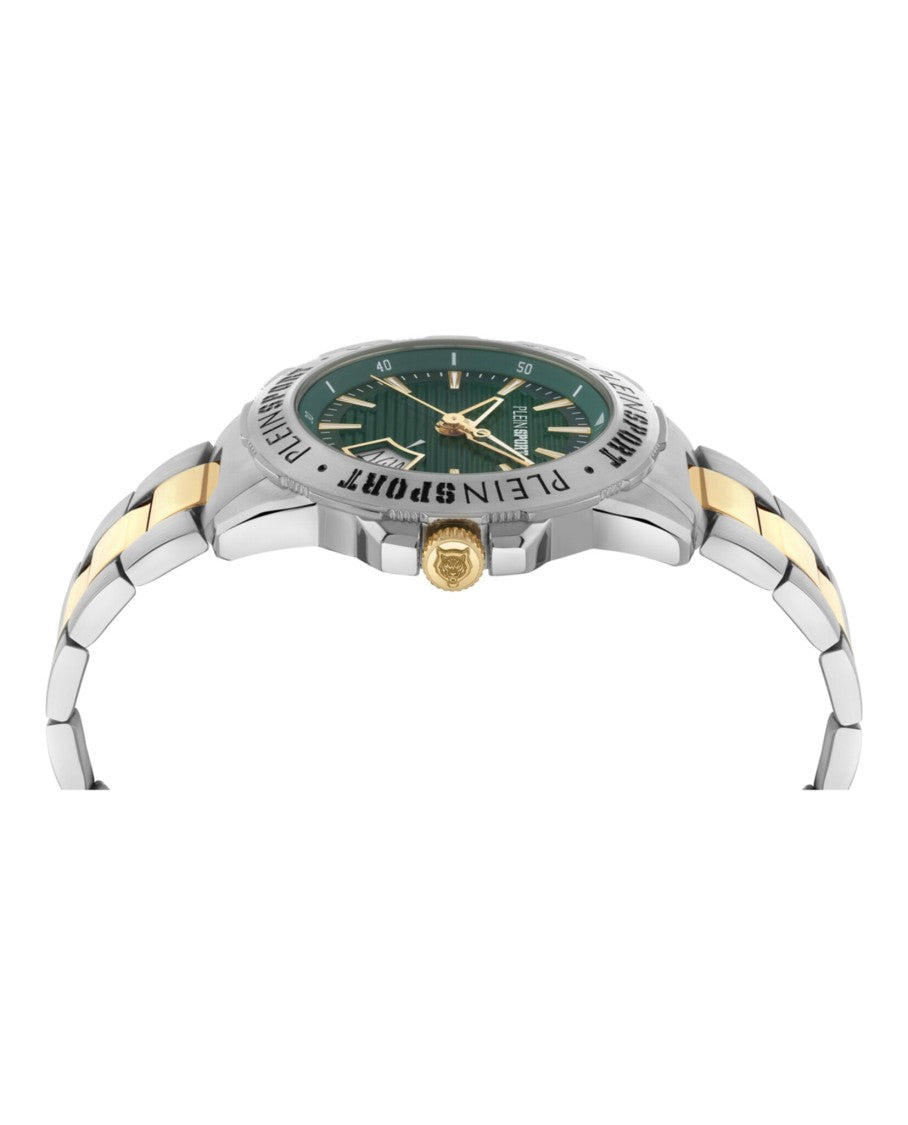 Two-Tone Quartz Timepiece With Green Enamel Dial
