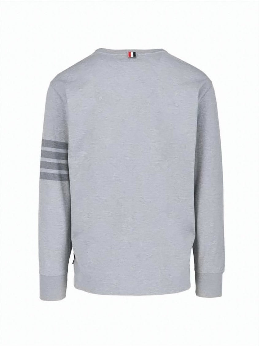 Long-Sleeve Light Grey Shirt with Striped Detailing