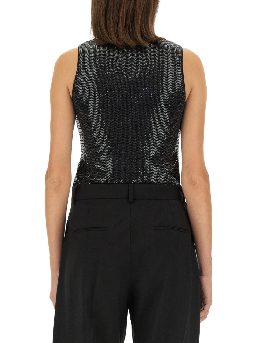 Satin-Finish Black Tank Top