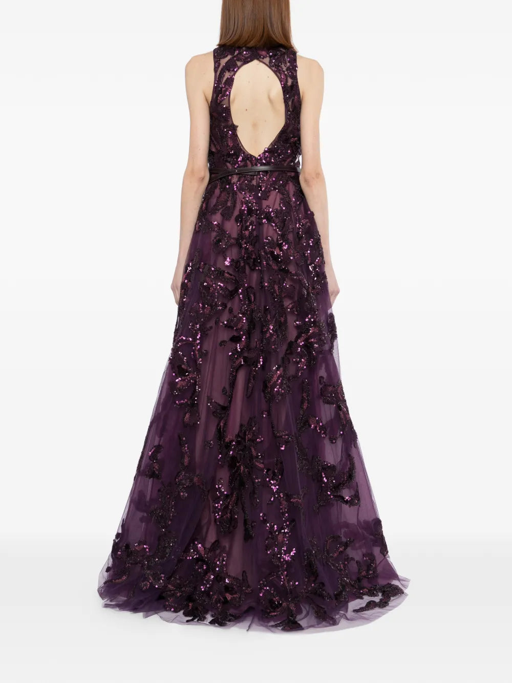Embroidered Tulle Long Dress