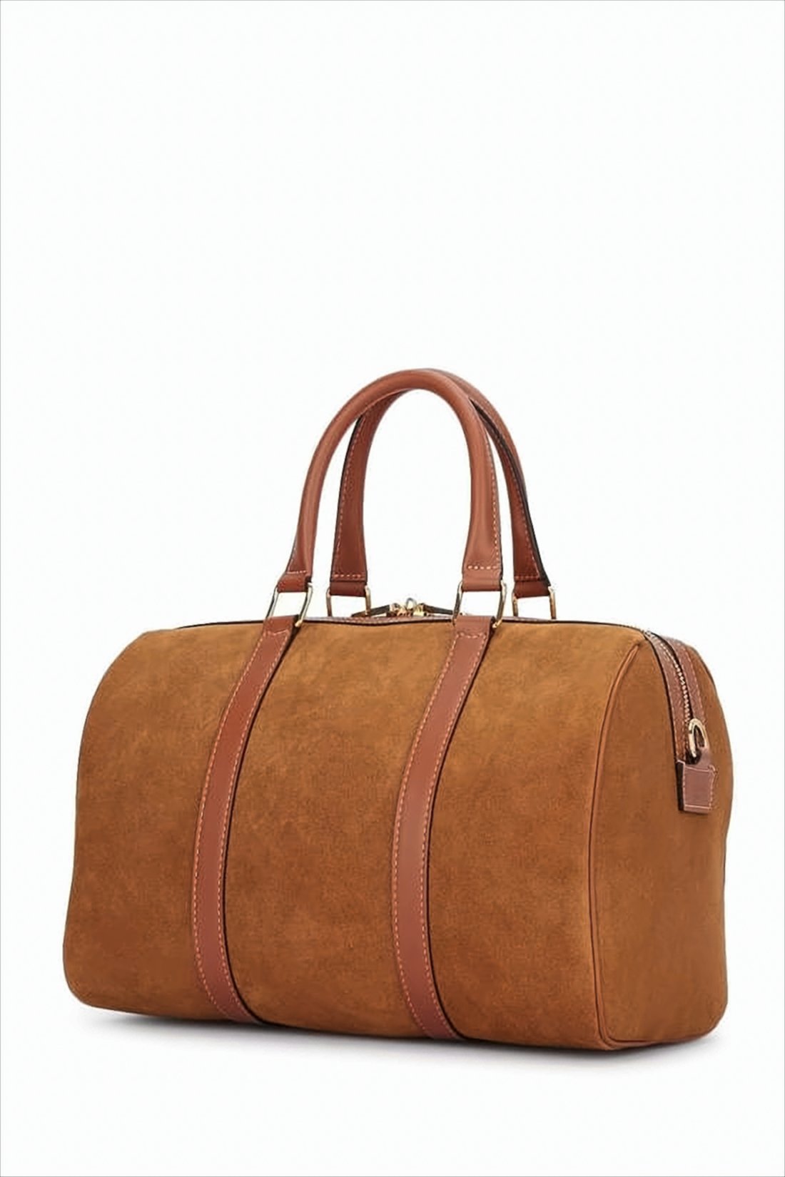 Suede-Finish Calf Leather Tote Bag With Gold-Tone Padlock Charm