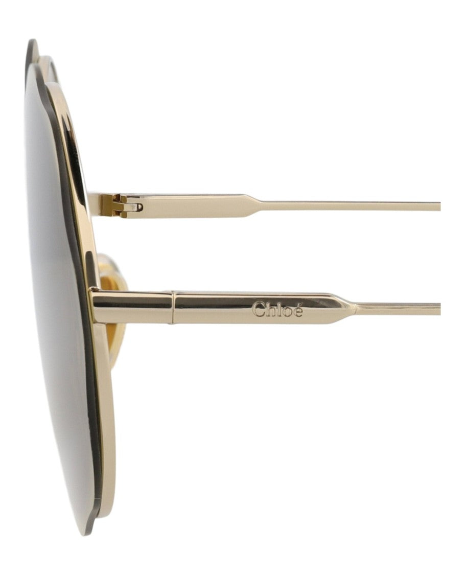 Round-Frame Metal Sunglasses With Wavy Design