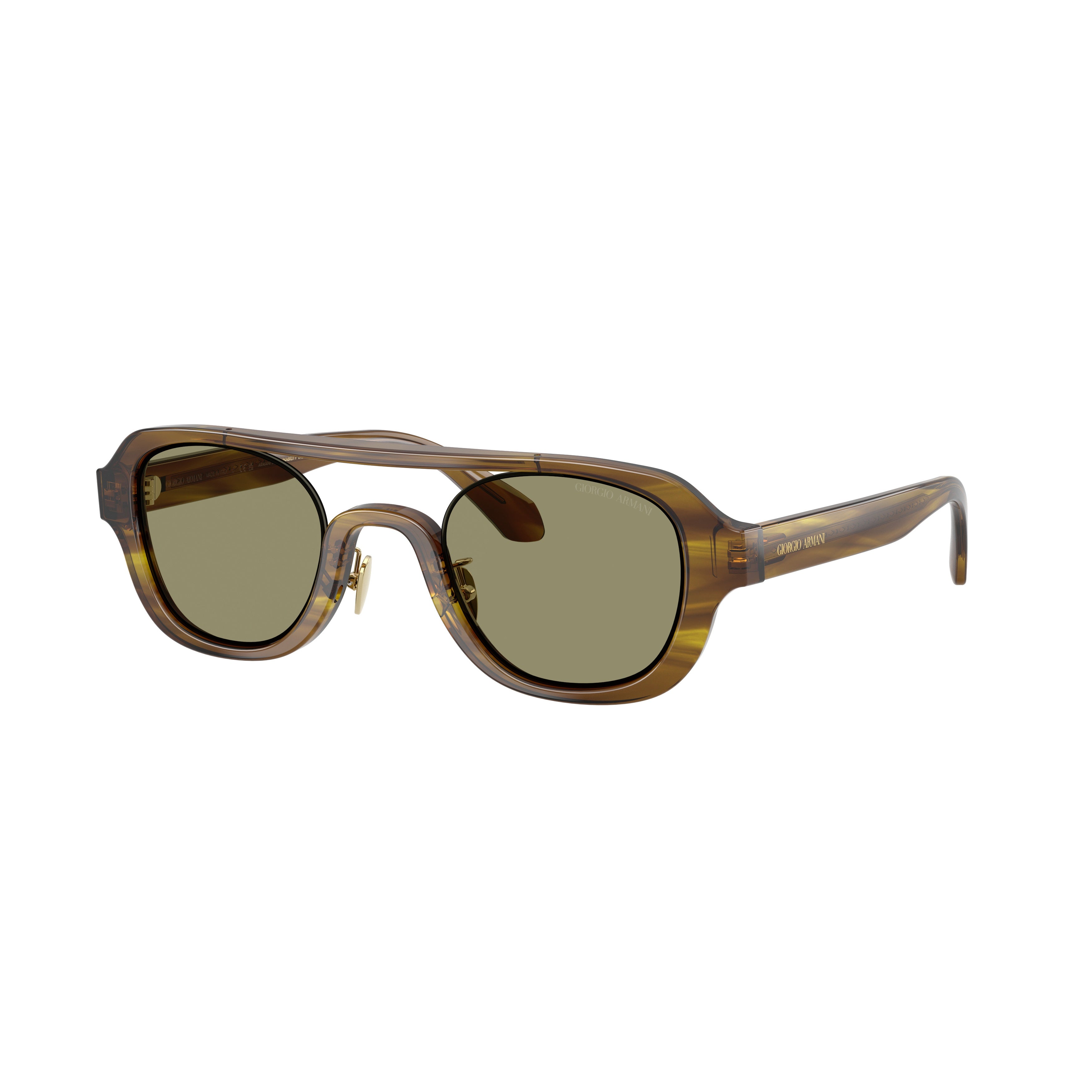 0ar8247 Translucent Brown Acetate Sunglasses with Olive Green Lenses
