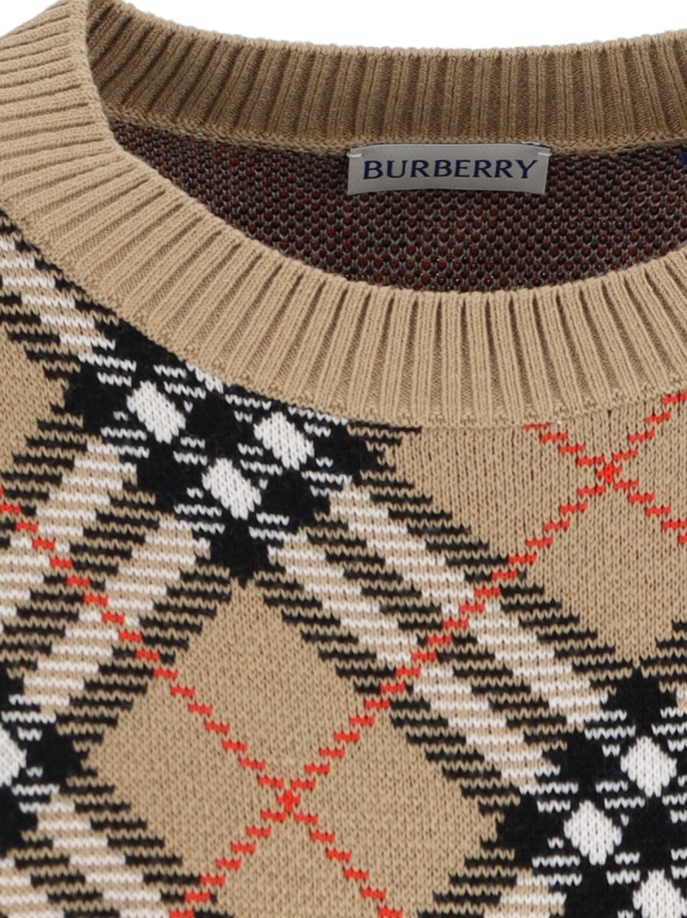 "Check" Crewneck Sweater – Beige