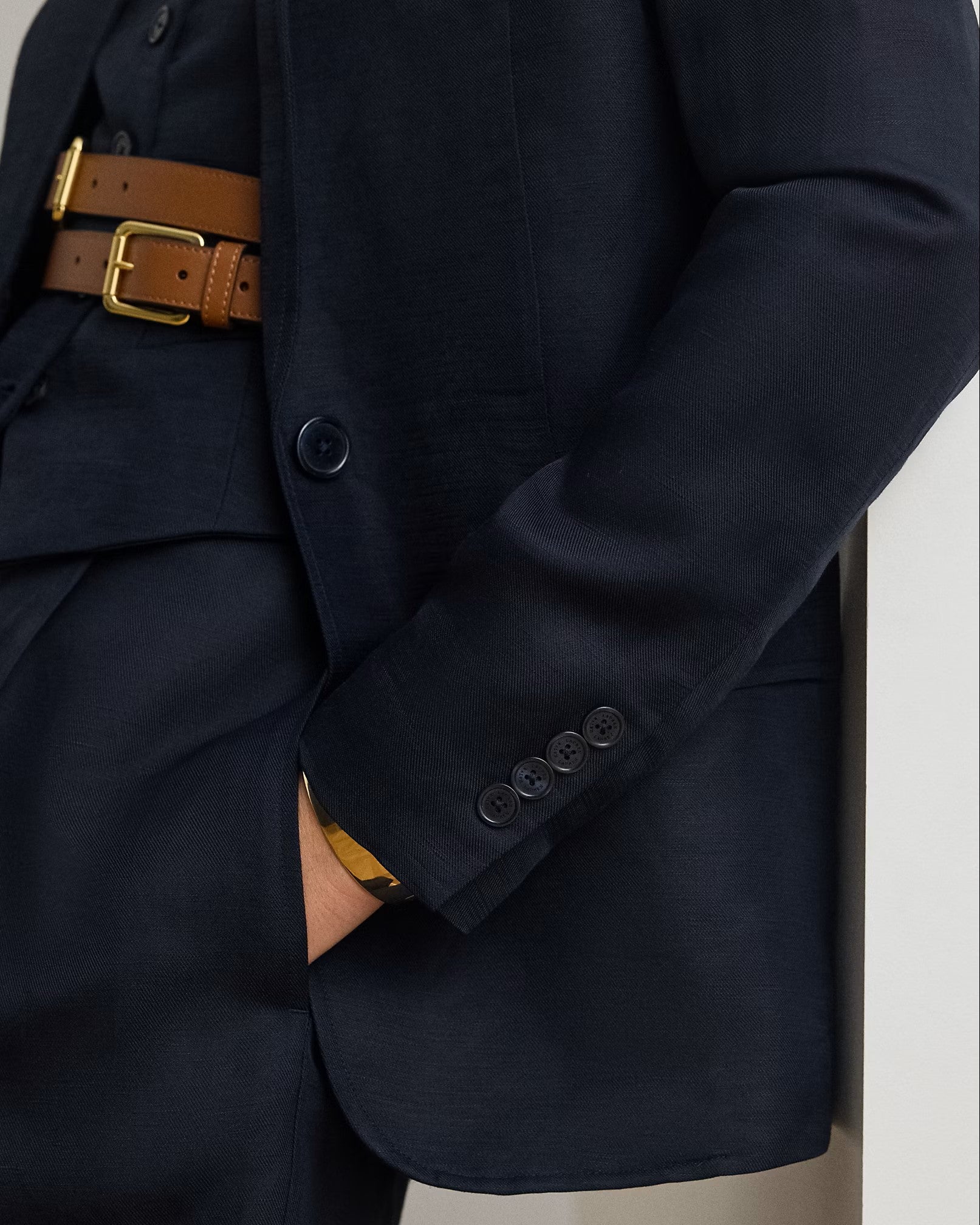 Navy Blue Light Linen Blazer Jacket