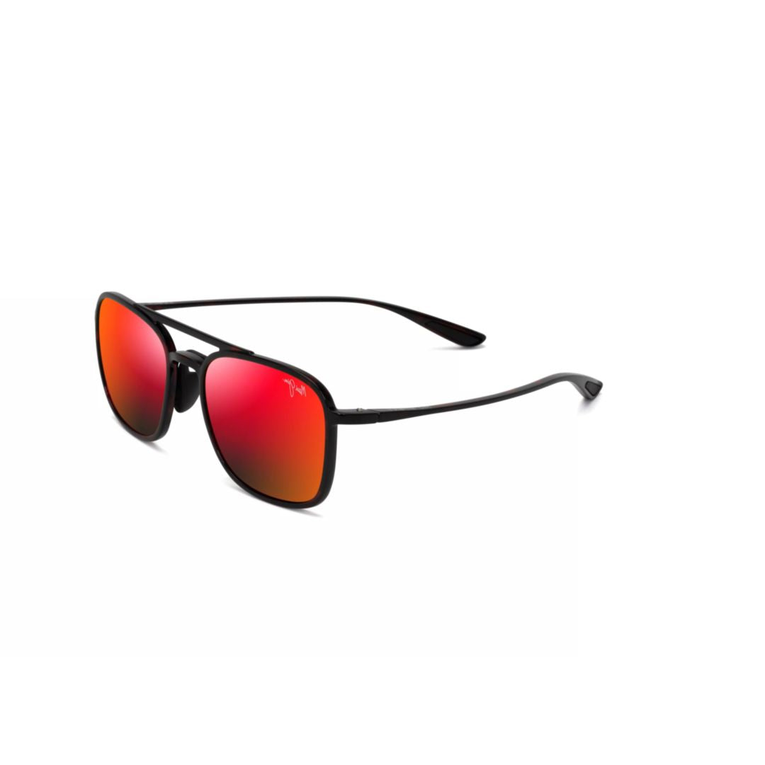 Keokea Rectangular Red Mirrored Sunglasses with Double Bridge Design