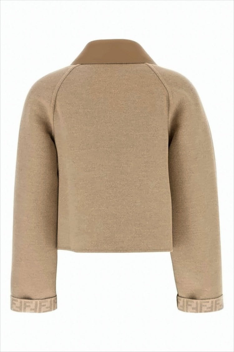 Cropped Structured Jacket with Monogram Cuffs