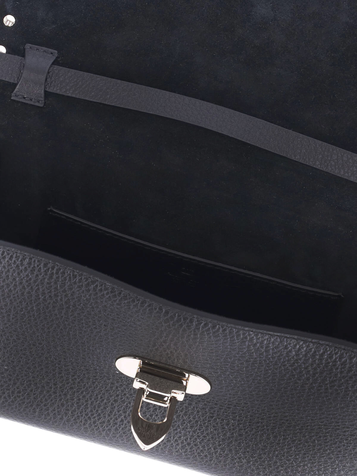 Rectangular Crossbody Bag in Black Hammered Leather