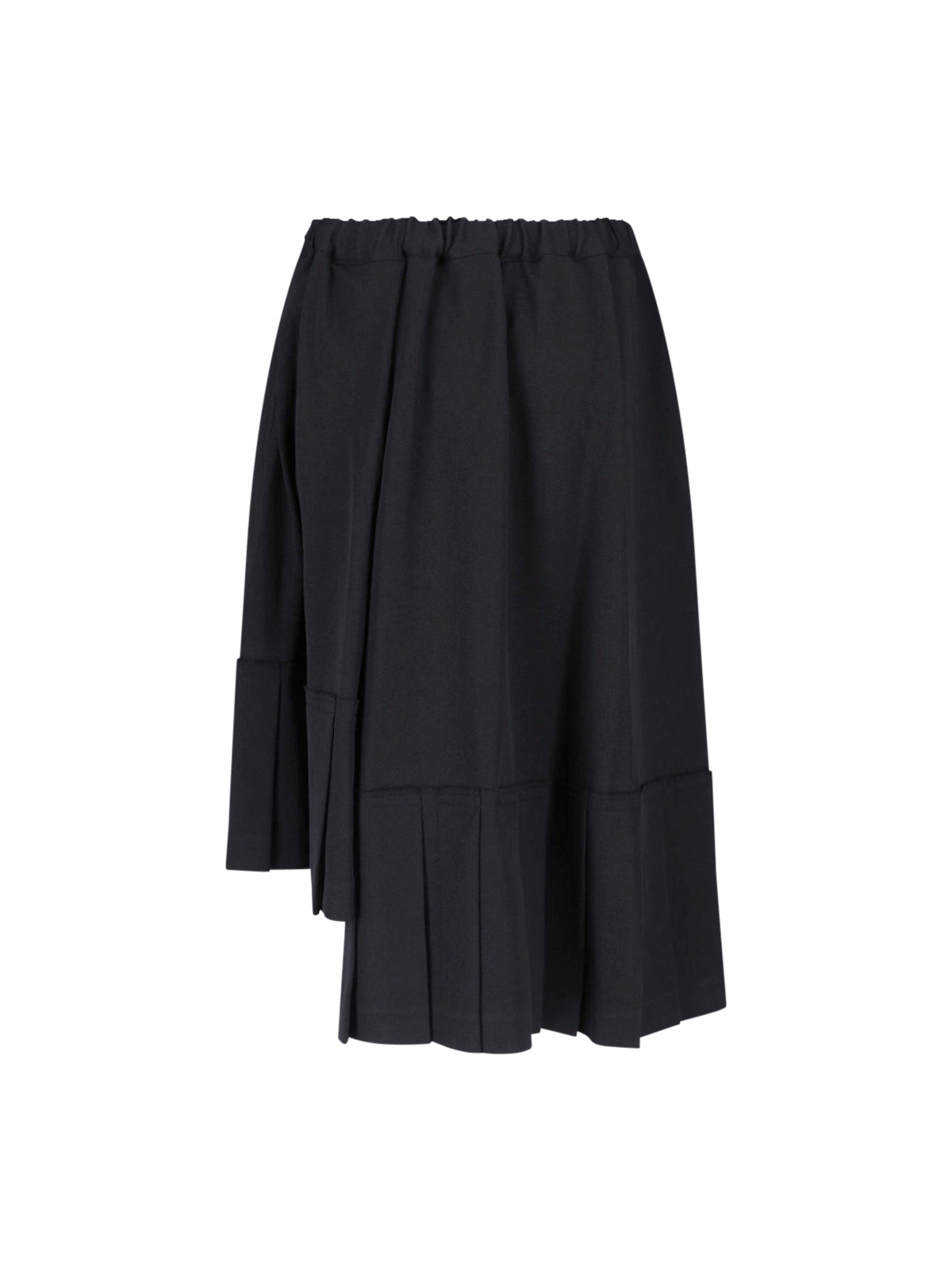 Black Asymmetrical Pleated Layered Skirt