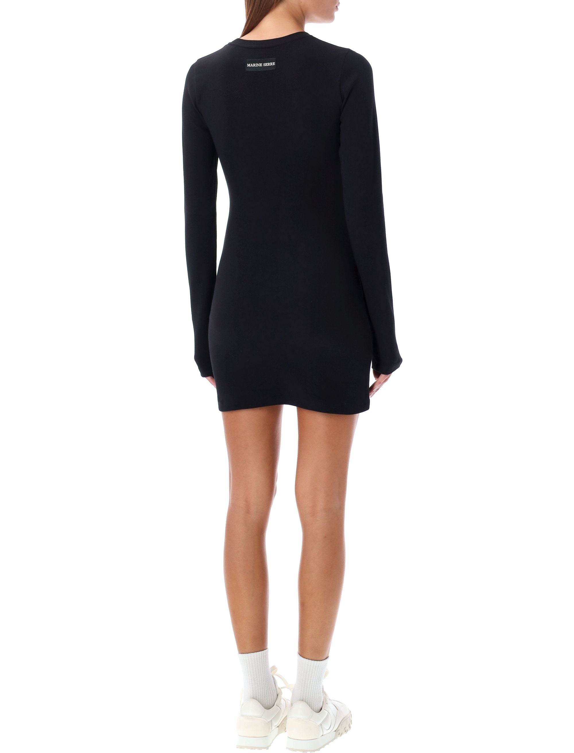 Mini Jersey Long-Sleeved Crewneck Dress