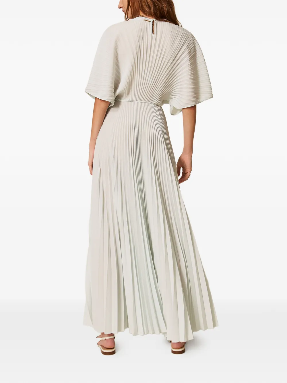 Pleated Maxi Dress with Cinched Waist