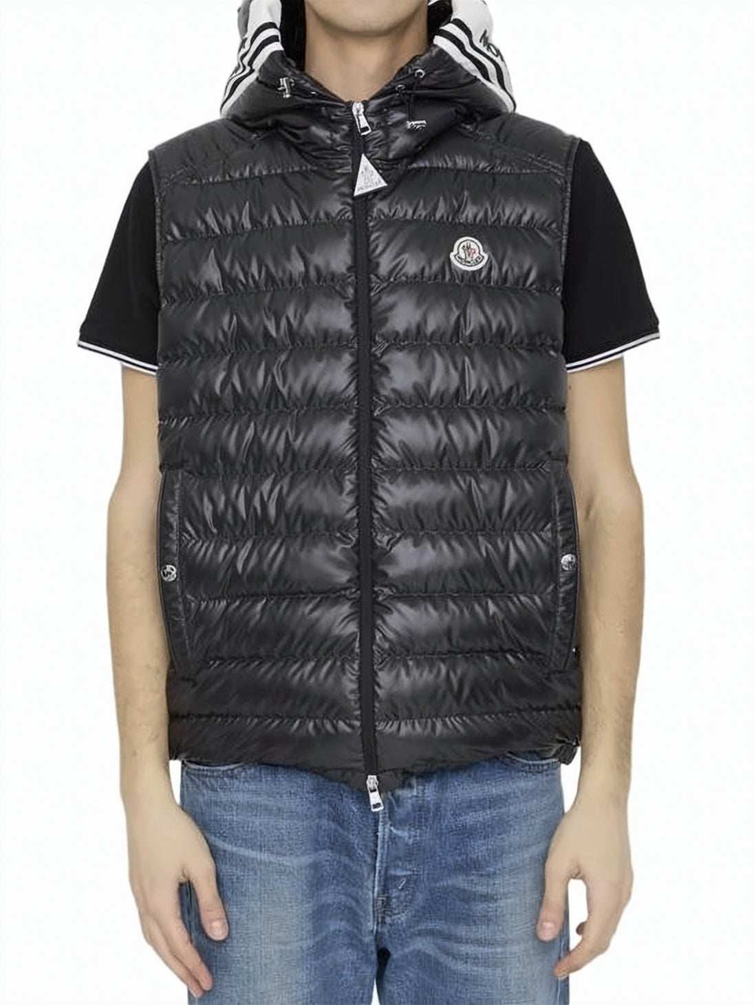 Horizontal Quilted Puffer Vest with Hood