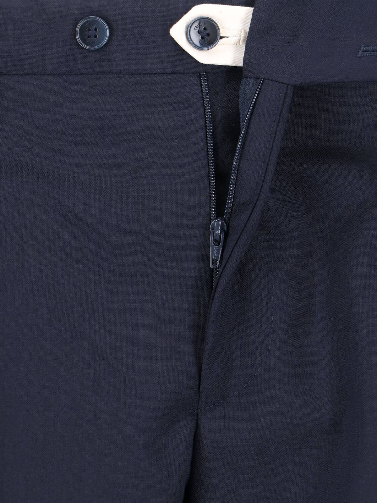 Navy Tailored Mid-Rise Virgin Wool Trousers