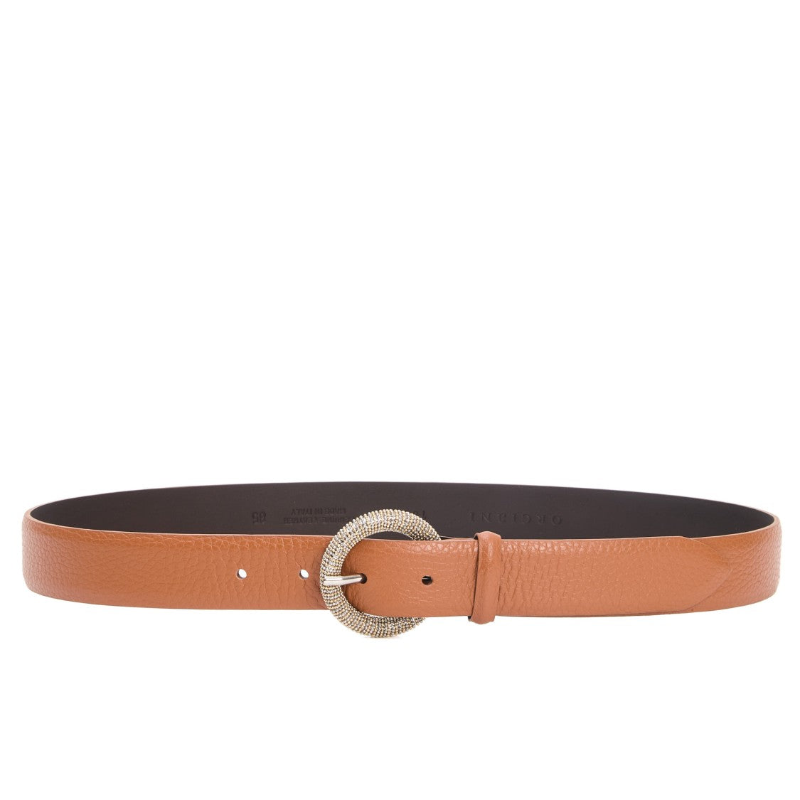 Round Buckle Belt With Strass Accents