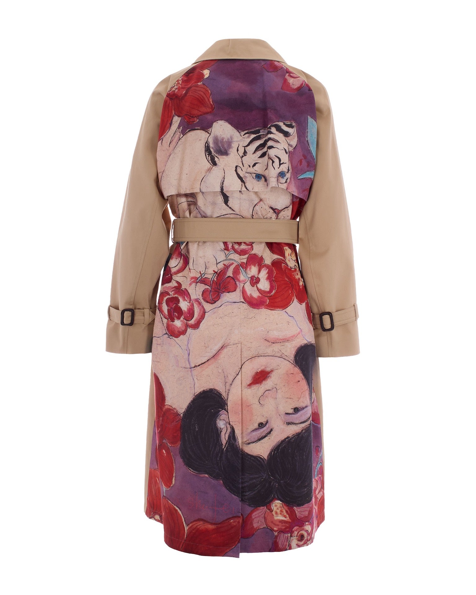 Printed Gabardine Trench Coat